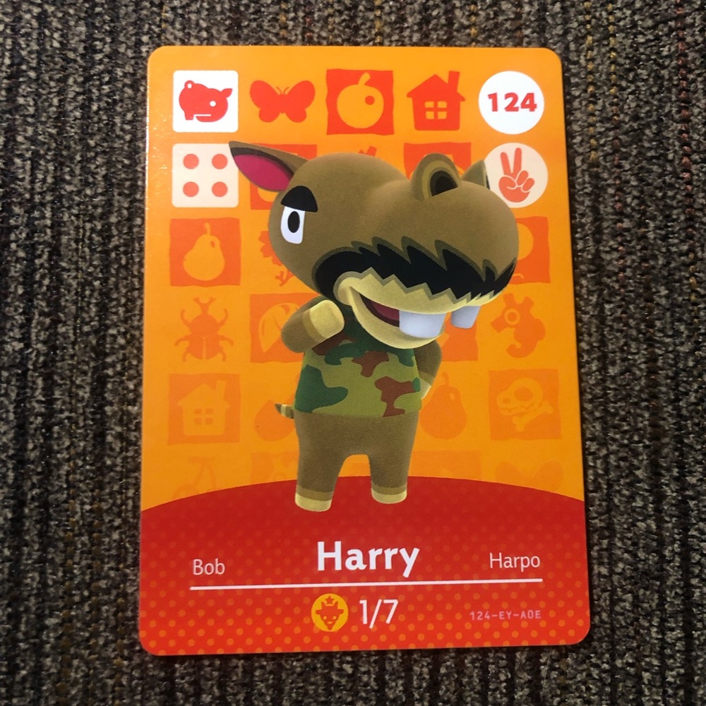 Official Harry (124) Amiibo Card - Animal Crossing